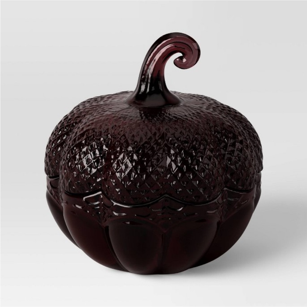 Small Halloween Glass Pumpkin in Burgundy - Threshold